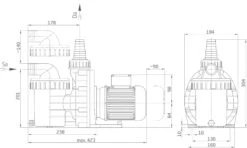 Speck BADU Picco II - 0,20 KW / 230 Volt -Zwembadverkoopwinkel maatschets badu picco ii scaled 1
