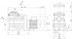 Badu Top II 12 - 0,45 KW / 230 Volt -Zwembadverkoopwinkel maatschets badu top ii scaled 1